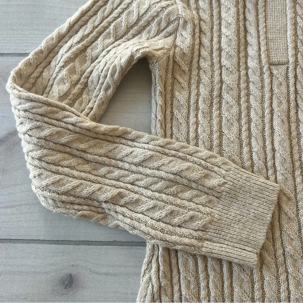 NWOT Abercrombie Kids Taupe Beige Cable Knit Ribbed Long Sleeve Sweater Dress - Picture 3 of 4